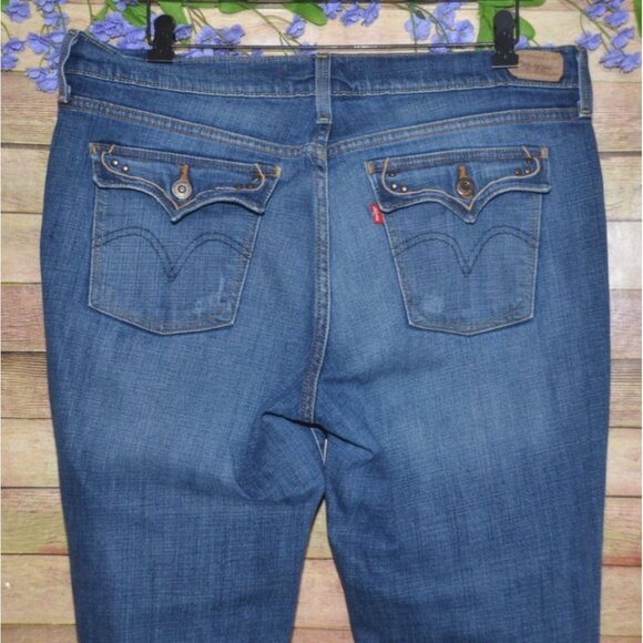Levis 515 Jeans Womens 14L 14 Long Bootcut Blue Mid-Rise Medium Wash Flap Pocket - Picture 5 of 10